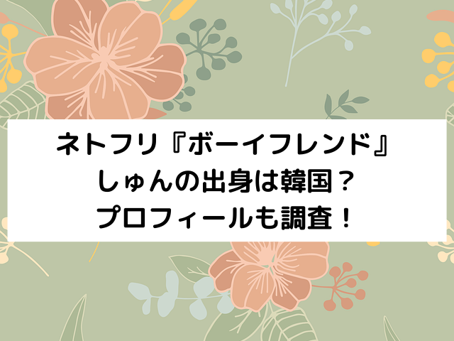 ボーイフレンドしゅんの出身は韓国？プロフィールも調査！